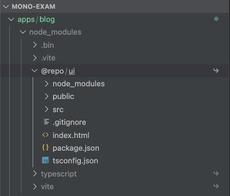 apps/blog의 node_modules에 추가된 @repo/ui